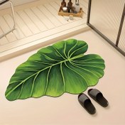 Resim Lüks Tropikal Yaprak U-Şekilli Banyo Paspası - Kaymaz, Hızlı Kuruyan Polyester Mat Canlı Yeşil Renkte Gerçekçi Dokulu - Banyo, Yemek Odası, Yatak Odası, Oturma Odası, Mutfak Dekoru için Mükemmel - Sadece Elde Yıkama, Banyo Paspası 