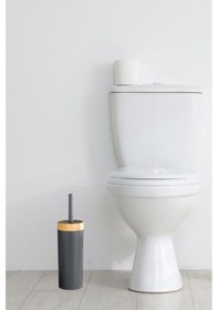 Resim Flora Bambu Desen Wc Klozet Fırçası Plastik, Tuvalet Banyo Wc Temizleme Fırçası Gri Gri 