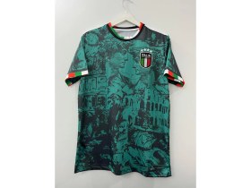 Resim Italya Özel Tasarım Yeşil Renk Rönesans Temalı Kısa Kol Forma / Italya Arkası Boş Forma 