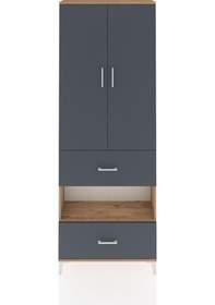 Resim Arges Dolap 5 Raflı 2 Çekmeceli 2 Kapaklı 88x30x243 Çam-antrasit Atlas Çam 