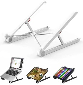 Resim CetKing Saıjı X1 Laptop Sehpası, Katlanabilir, Tablet Sehpası, Alüminyum Alaşım, Online Sınıf Çalışması, Duruşu Iyileştirme, Isı Dağılımı Macbook, iPad ve 10-15,6 Inç Olan Tüm Cihazlar ile Uyumlu. Beyaz 
