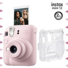 Resim Fujifilm Instax Mini 12 Fotoğraf Makinesi + Şeffaf Kılıf Seti Pembe 