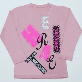 Resim Hçm Kız Çocuk Uzun Kollu Tshirt Pullu Harf Baskılı Bisiklet Yaka E9 Pudra 