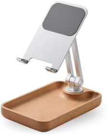 Resim Coverzone Profesyonel Tok Alüminyum Stand Ahşap Tabanlı Business Model A Sınıfı Malzeme Döner Tablet Akıllı Telefon Standı Masaüstü Stand Katlanabilir Cep Telefonu Telefon Tutucu A.Kahverengi TM01 