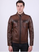 Resim Erkek Açık Kahverengi Hakiki Deri Ceket (466903165) Karamel 