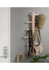Resim 5 Kollu Duvar Askısı 60x37 Cm İkea Duvar Kancası Askılık Portmanto Ahşap Natürel 