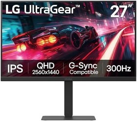 Resim LG 27G640A-B Ultragear QHD (2560 x 1440) IPS Oyun Monitörü, 300Hz, 1ms, NVIDIA G-Sync, AMD FreeSync Premium, VESA DisplayHDR 400, HDMI 2.1, USB Type-C, Eğim/Yükseklik/Yuvarlanma/Destek 