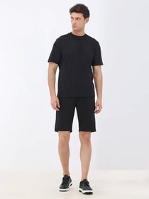 Resim Siyah Bisiklet Yaka T-Shirt 
