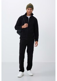 Resim Tommy Life Siyah Dik Yaka Basic Fermuar Cepli Standart Kalıp Erkek Polar Eşofman Takımı - 85193 Siyah 