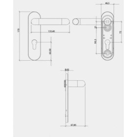 Resim Gömme Kilitli Panik Bara Uygun HFT66M Modeli Siyah Yangın Kapısı Dış Kolu 