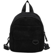 Resim Kadın Mini Sırt Çantası Moda Düz Renk Kadife Küçük Basit Günlük Seyahat Büyük Kapasiteli Dayanıklı Kadın Okul Çantası Black Siyah 