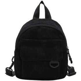 Resim Kadın Mini Sırt Çantası Moda Düz Renk Kadife Küçük Basit Günlük Seyahat Büyük Kapasiteli Dayanıklı Kadın Okul Çantası Black Siyah 