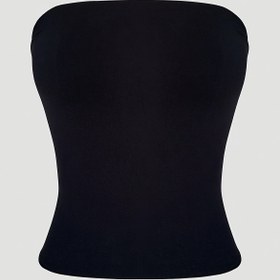 Resim Kadınlar için Dar Kesim Straplez Tüp Üst - Düz Siyah, Esnek ve Şekillendirici, Rahat veya Şık Kıyafetler İçin Mükemmel, Çok Yönlü Giyim | Şık Tüp Üst | Esnek Kumaş 