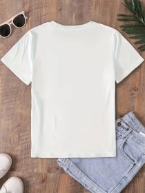 Resim Buğrahayalin Fiyonk Baskılı Oversize Bisiklet Yaka T-shirt - Beyaz 