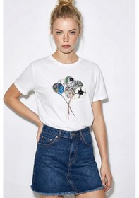 Resim Shade Kadın Pamuk El İşi Balon Nakış Detaylı Tasarım T-shirt 1007 60282053 - Beyaz L 