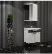 Resim Lilyum Banyo Dolabı Takımı 55Cm Balon Kapak Pk109 Renkli Panel Beyaz 