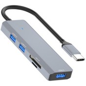 Resim Sones Ads-310c Hub Genişletme Dönüştürücü Usb-c / Type-c'den 3 X Usb 3.0 + 2 X Kart Okuyucu Yuvasına 
