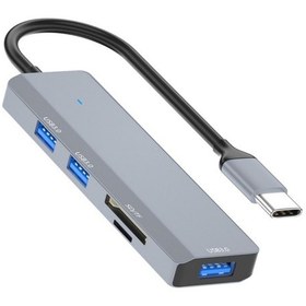 Resim Sones Ads-310c Hub Genişletme Dönüştürücü Usb-c / Type-c'den 3 X Usb 3.0 + 2 X Kart Okuyucu Yuvasına 