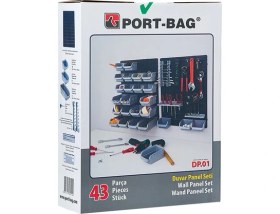 Resim Cosargroup Port-Bag Duvar Alet Askı Pano 43 Parça Organizer Avadanlık Tam Set 