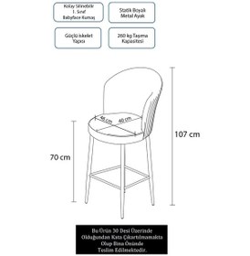 Resim Canisa Fora Serisi 1 Adet Ada Mutfak Sandalyesi Babyface Kumaş Antrasit Bar Sandalyesi Siyah Metal Ayak Sandalyeler Antrasit Ayaklar Siyah 
