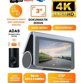 Resim Mieco X8 Wifi /4K Uhd/ 170° Ultra Geniş Açı/ Kör Nokta / Adas/ Ön + Arka Araç Kamerası + Hafıza Kartı 