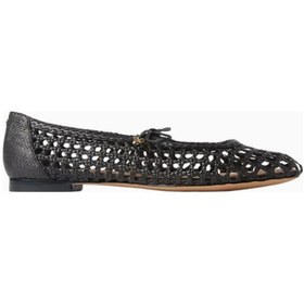 Resim Sam Edelman Marcie Siyah Örgü Kumaş, Fiyonk Detaylı Kare Burun Kadın Babet 38 