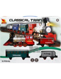 Resim PopŞeker 412cm. Uzunluğunda Raylar Üzerinde Macera Başlasın: Sesli Ve Işıklı 16 Parça Klasik Tren Seti 
