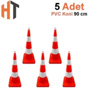 Resim Hayat Trafik 5'li PVC Trafik Konisi Seti 75 cm Çift Reflektifli Trafik Dubası 