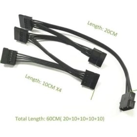 Resim PX-4355 Molex To Sata Kablo, Psu Sata Çoklayıcı, 5 Port Sata Power Çoklayıcı, 60CM UZUNLUK,%100 Saf Bakır Sata Çoklayıcı Kablo 