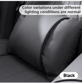 Resim Xuweiwei Lüks Nappa Araç Baş Ve Bel Yastığı Siyah Nefes Alabilir Tüm Mevsimler Kolay Montaj 