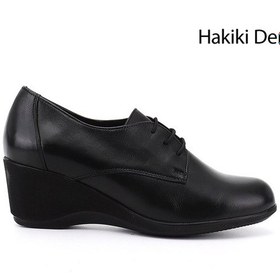 Resim Diğer Kadın Siyah Bağcıklı Dolgu Taban Hakiki Deri Ayakkabı Gdza134m0385 Siyah 