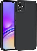 Resim ILING Samsung Galaxy A06 için Sıvı Silikon Kılıf, Basit Düz Renk Arka Yumuşak Jel Kauçuk Buzlu TPU Tampon Darbeye Dayanıklı Koruyucu Ultra-ince Telefon Kılıfı (Siyah) 