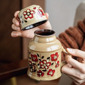 Resim Zaman-Sigh Çin El Boyalı Küçük Sıcak Pot Kapağı ile, Seramik Çay Bardağı, Mükemmel Sevgililer Günü Hediyesi, Ev Kullanımı İçin Şık Tasarım, Ev Çay Seti | Çiçek Desenli Bardak | Terracotta Malzeme, Çay Aksesuarı 