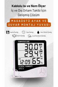 Resim Shoplero HTC-2 Kablolu Termometre ve Nem Ölçer 