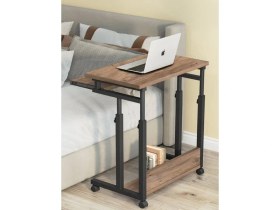 Resim servetavcı Yükseklik Ayarlı ve Klavyelikli Laptop Sehpası ve Çalışma Masası - Ceviz (Tekerli) Oval Kenar 