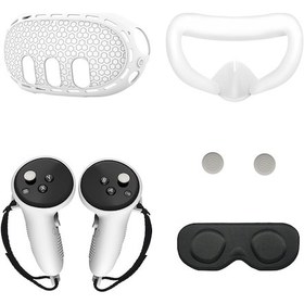 Resim Padalink Quest 3 İçin Silikon Koruyucu Set: Gözlük Koruması, Yüz Kapaklığı, Kumanda Kılıfları Ve Joystick Takımları - Beyaz 5'li Paket 