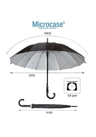 Resim Microcase Unisex16 Telli Rüzgara Dayanıklı Su Geçirmez Baston Şemsiye 
