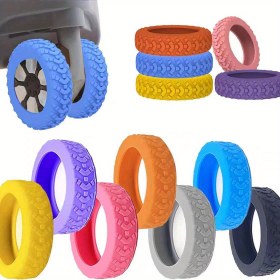 Resim 8 Adet Dayanıklı Kauçuk Bagaj Tekerlek Kapakları - Valiz Tekerlekleri için Sessiz Lastik Tamir Koruyucular, Çeşitli Renkler (Mavi, Turuncu, Mor, Sarı, Pembe, Gri, Beyaz, Siyah), Sessiz Tekerlek Kapakları | Dokulu Yüzey Kapakları | Sentetik Kauçuk Kapaklar 