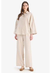 Resim DeFacto Relax Fit Keten Karışımlı Uzun Kollu Tesettür Gömlek Tunik B9835AX25SPBG759 