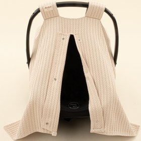 Resim Puset Örtüsü - Tek Taraflı - Sütlü Kahve Örgü 