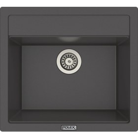 Resim Polex Cristalüx Granit Evye P-08 Antrasit Tezgah Altı Ve Tezgah Üstü Kare Mutfak Evyesi 55.5x50 CM 