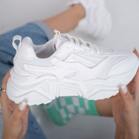 Resim Hugan Kadın Beyaz Holegram Spor Ayakkabı Yüksek Taban 6 Cm 