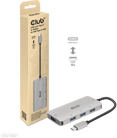 Resim Club3D USB Gen2 Type-C to 10Gbps 4x USB Type-A Hub 