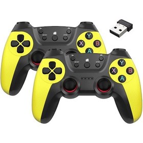 Resim Km-029 2.4g Kablosuz Kontrol Cihazı 1 - 2 Usb Alıcı 2 Gamepad Sarı 