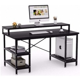 Resim Zizuva Tasarım Raflı Oyuncu Ve Çalışma Masası Siyah 