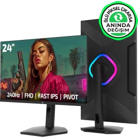 Resim GamePower Lunis L25 24'' 240Hz 0.5Ms Fast IPS FHD RGB Pivot Gaming Monitör (Ölü Pikselde Anında Değişim) 