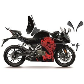 Resim Cfmoto 250sr Kırmızı Gri Dragon Model Parçalı Motosıklet Kaplama Stıcker Etıket Modelı 