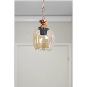 Resim Nidage Zincir Modern Tasarım Hol Mutfak Antre Çocuk Odası Altın - Gold Renk Bal Camlı Tekli Avize 