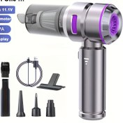 Resim Kablosuz Taşınabilir Vakum Temizleyici, Yüksek Emiş 16000PA, Fırçasız Motor, Güneş Bankalı El Tipi Mini Üfleyici, USB Şarj, 2000mAh Lityum Pil, 30 Dakikalık Çalışma Süresi, Araba İçin İdeal, Ev Tozu Temizliği ve Evcil Hayvan Tüyleri Temizliği için Vakum Temizleyici 