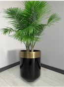 Resim Dekoratif Eskitme Darbuka Parlak Siyah Saksı 60cm 